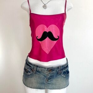 hot pink satin mustache cami 725 intimates